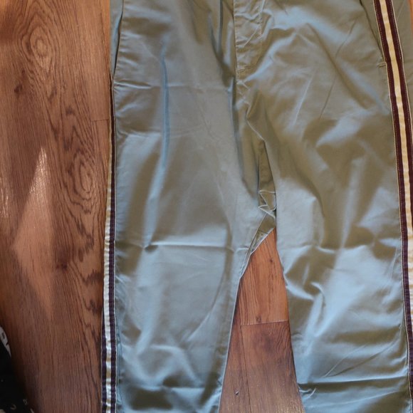 *Womens Nili Lotan Olive Green Tape Trim Drop Crotch Flat Front Paris Pants 2 - Picture 6 of 11